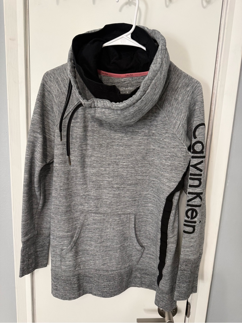 Calvin Klein Gray Pullover Hoodie with Black Accents